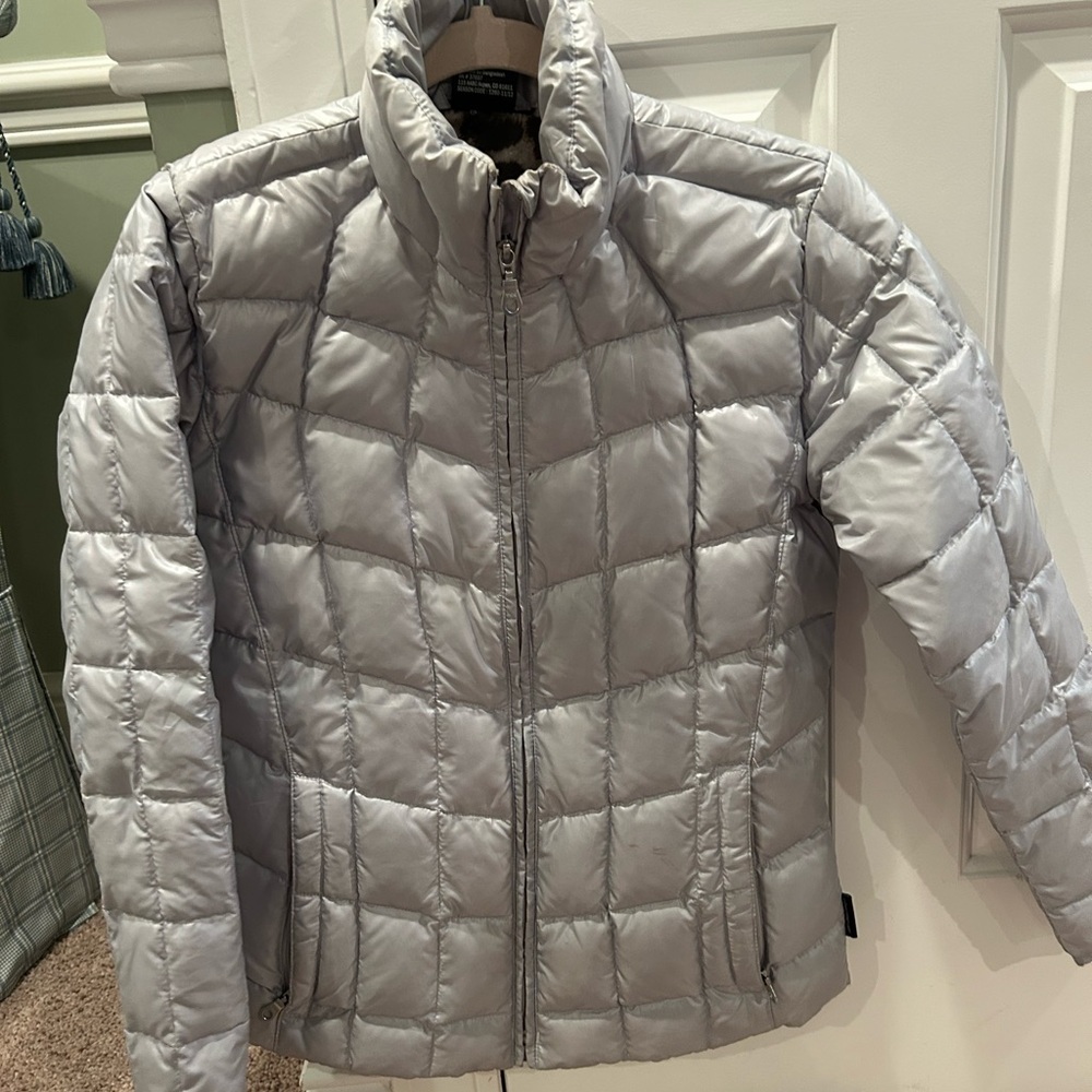 Obermeyer Light Silver Quilted Puffer Coat